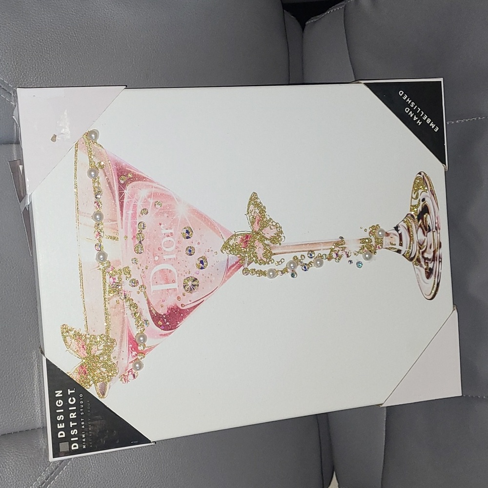 NWT Pink Martini Glass Art 11x14